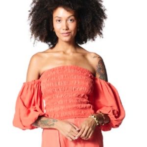 Brand New, Never Been Worn YFB Yacht Top in Tiger Lily Pigment in Linen/Rayon